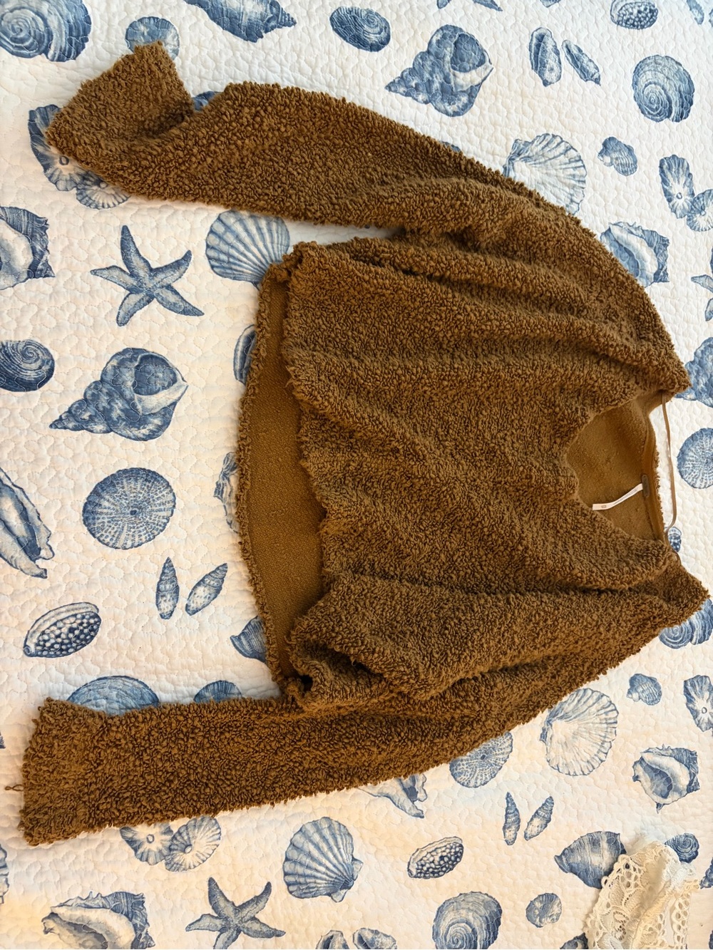 Free People Cozy Teddy Brown Pullover Sweater
